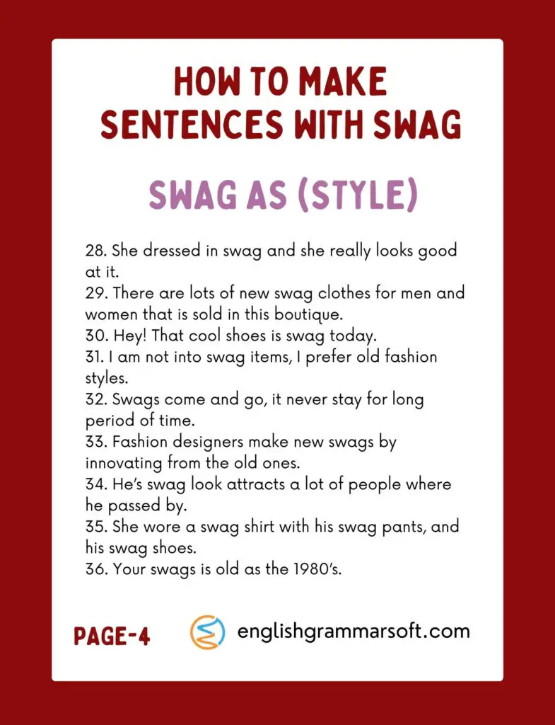 How to make Sentences with Swag with Examples EnglishGrammarSoft