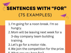 Sentences with “for” (75 Examples)