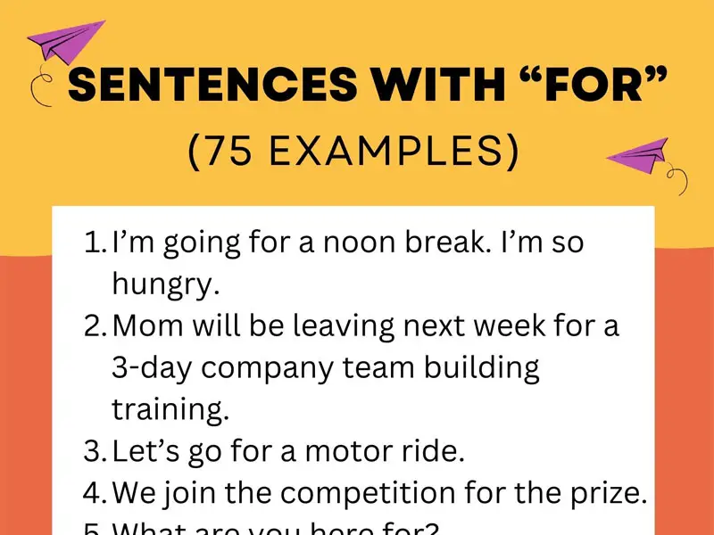 Sentences with for