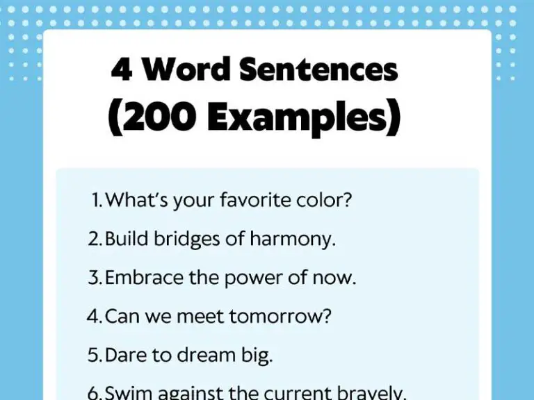 4 Word Sentences 200 Examples EnglishGrammarSoft