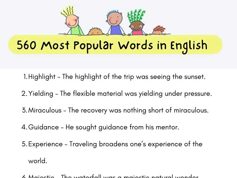 560 Most Popular Words in English