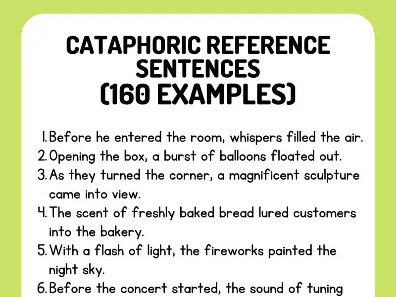 Cataphoric Reference Sentences 160 Examples EnglishGrammarSoft